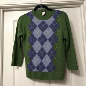 EUC JCrew Cashmere Blend Argyle Sweater